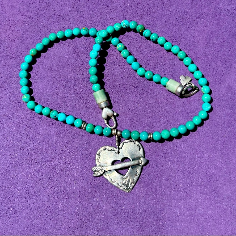 Vintage Peyote Bird Sterling Turquoise Necklace